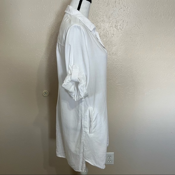SOLD M Anthropologie Cloth & Stone White Mini Shirt Dress - Picture 2 of 9